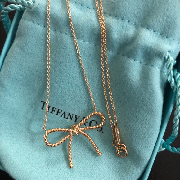 Tiffany & Co 18k Rose Gold Twist Bow Necklace - Picture 3 of 5
